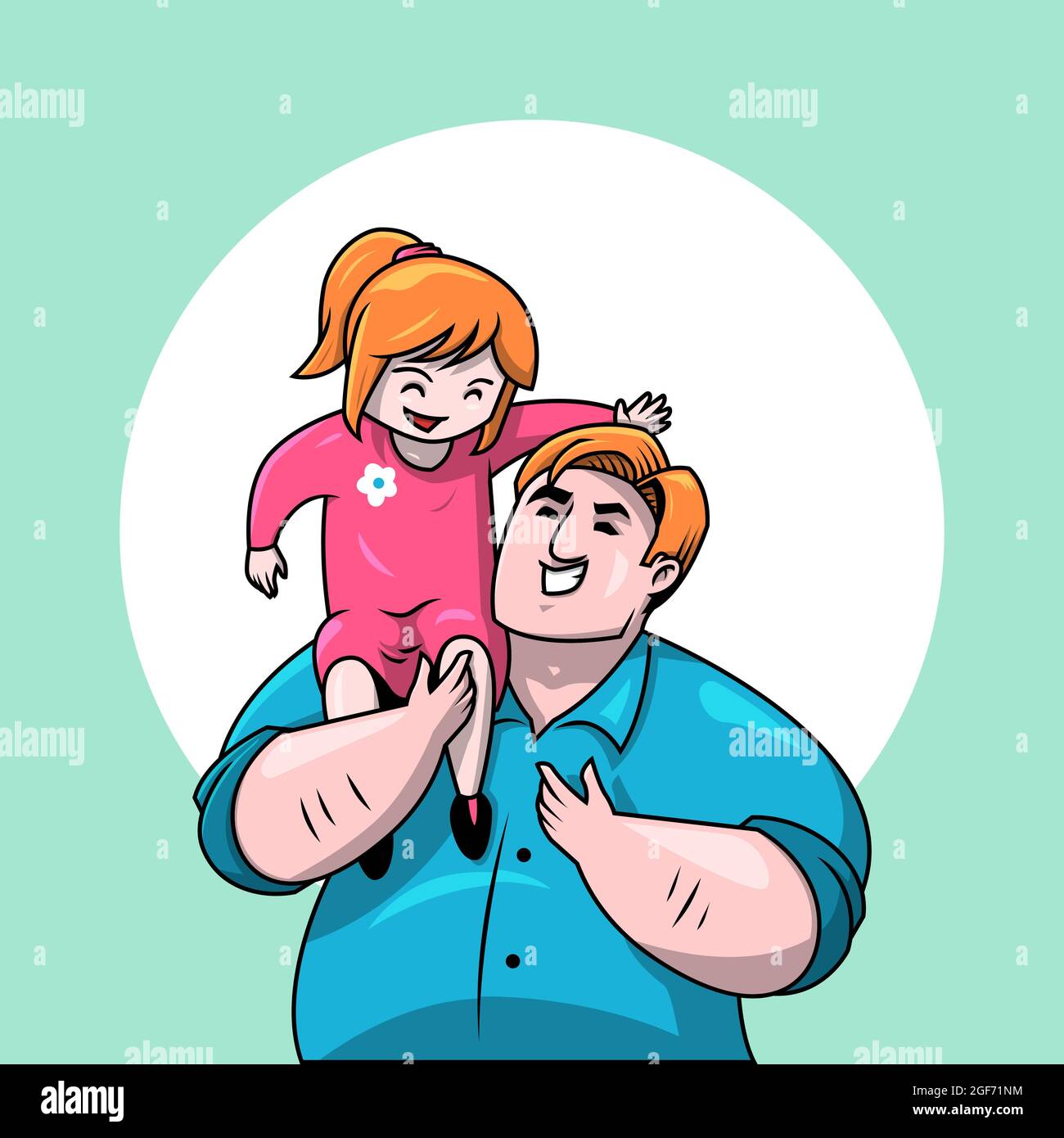Vater Papa Holding Tochter Mädchen Liebe Bindung Zweisamkeit Cartoon Stock Vektor