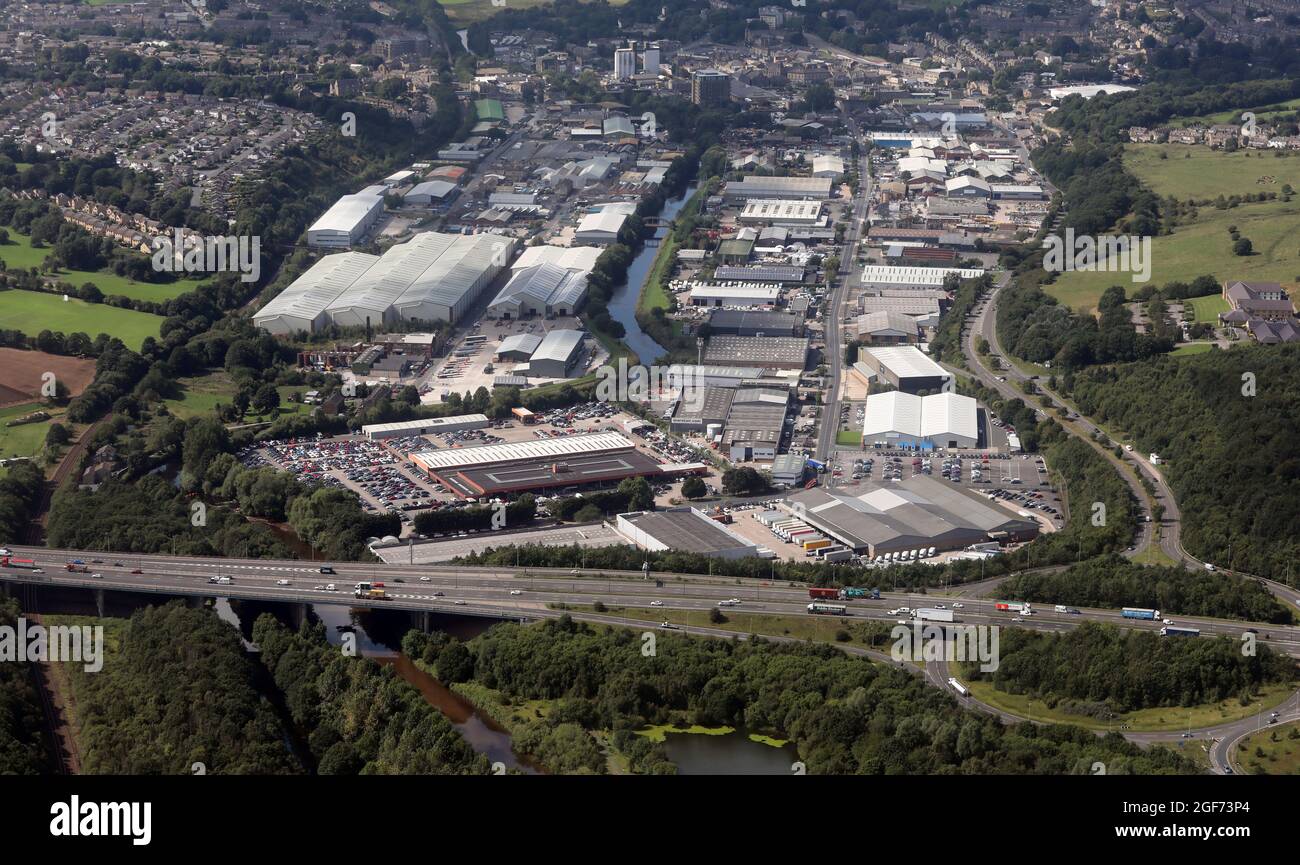 Luftaufnahme des Industrieguts Armytage Road, Brighouse Stockfoto