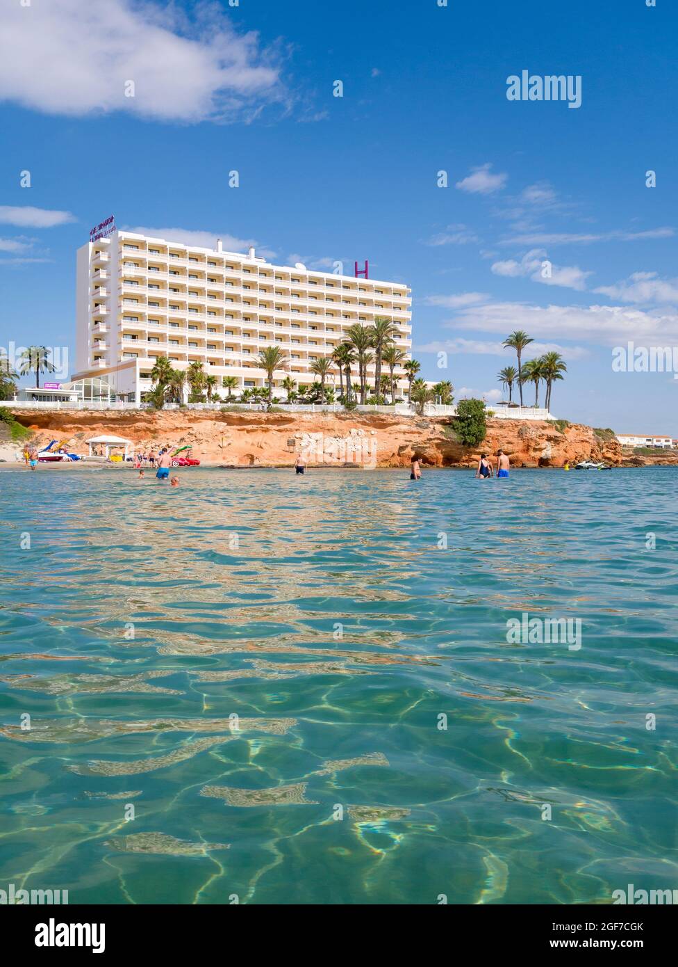 Strand La Zenia an der Costa Blanca in Spanien am Mittelmeer bei Torrevieja. Stockfoto