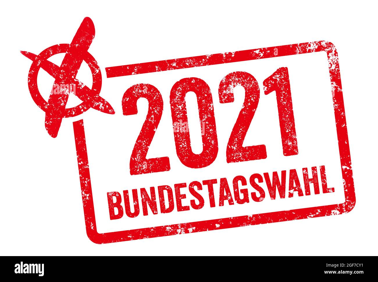 Rote Briefmarke - Bundestagswahl 2021 - Bundestagswahl 2021 Stockfoto