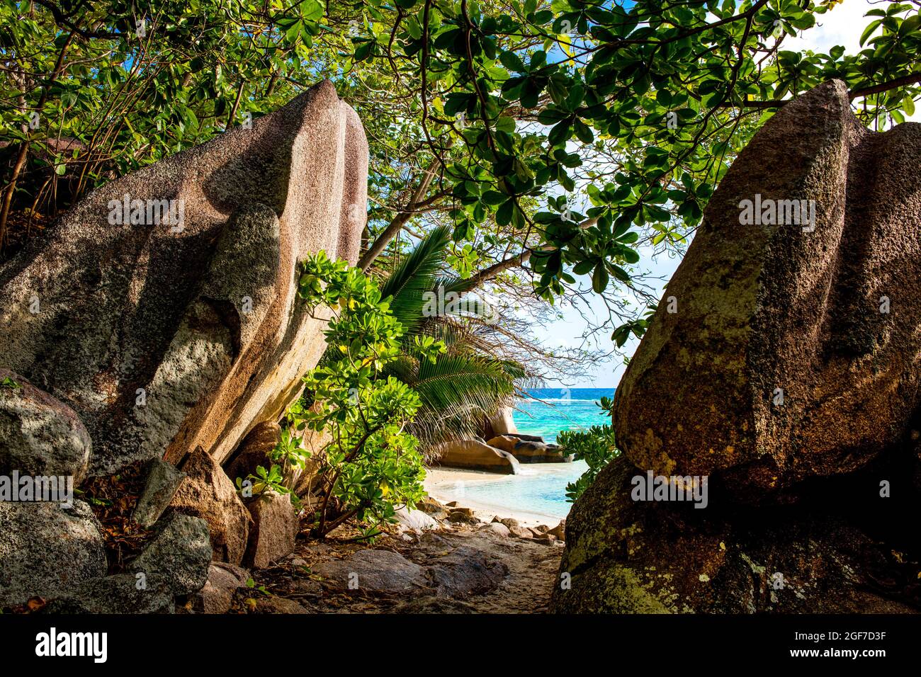 Anse Source d'Argent, Granitfelsenstrand, La Digue, Seychellen, La Digue, Seychellen Stockfoto