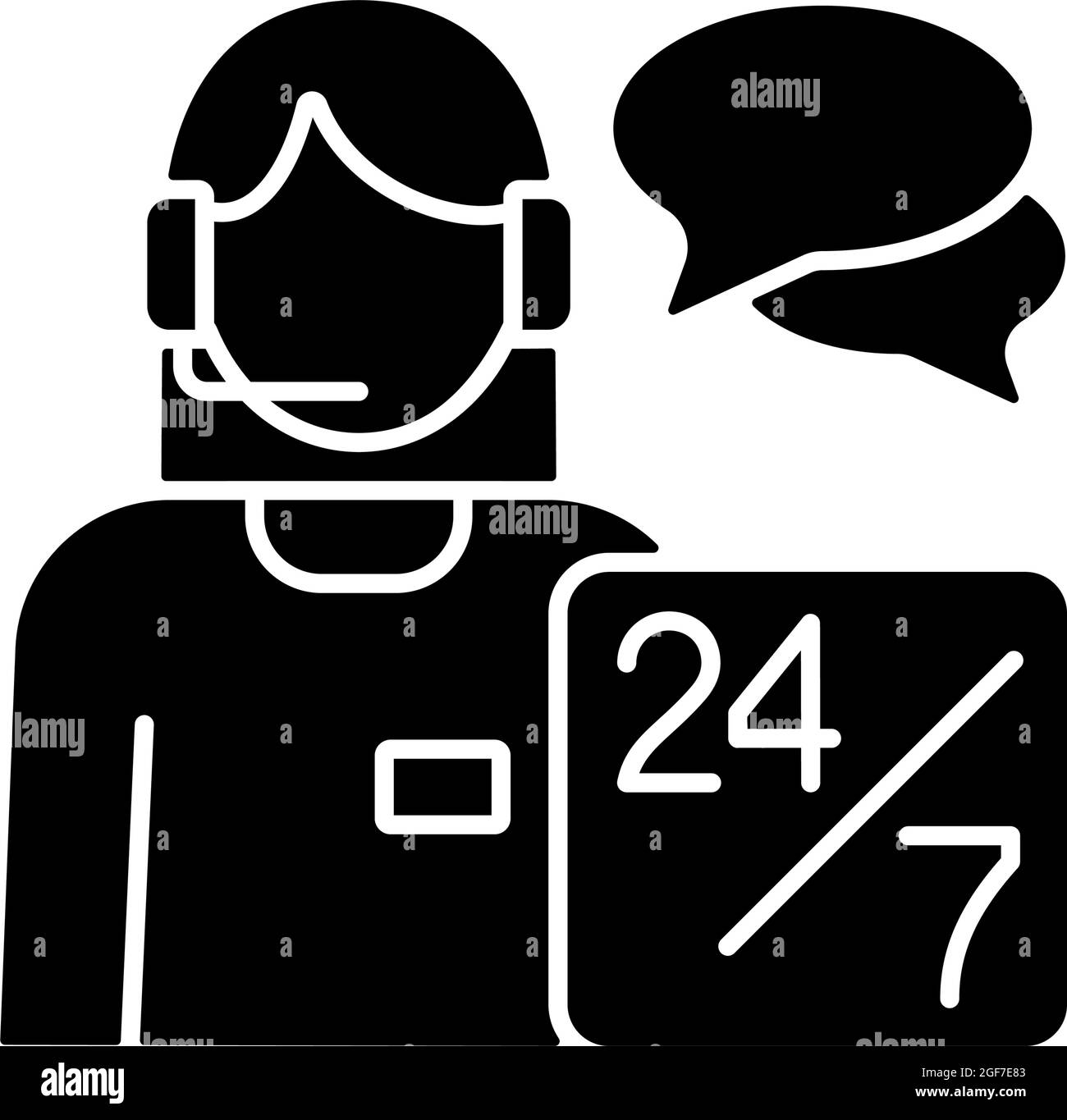 Kundensupport: Schwarzes Glyphensymbol Stock Vektor