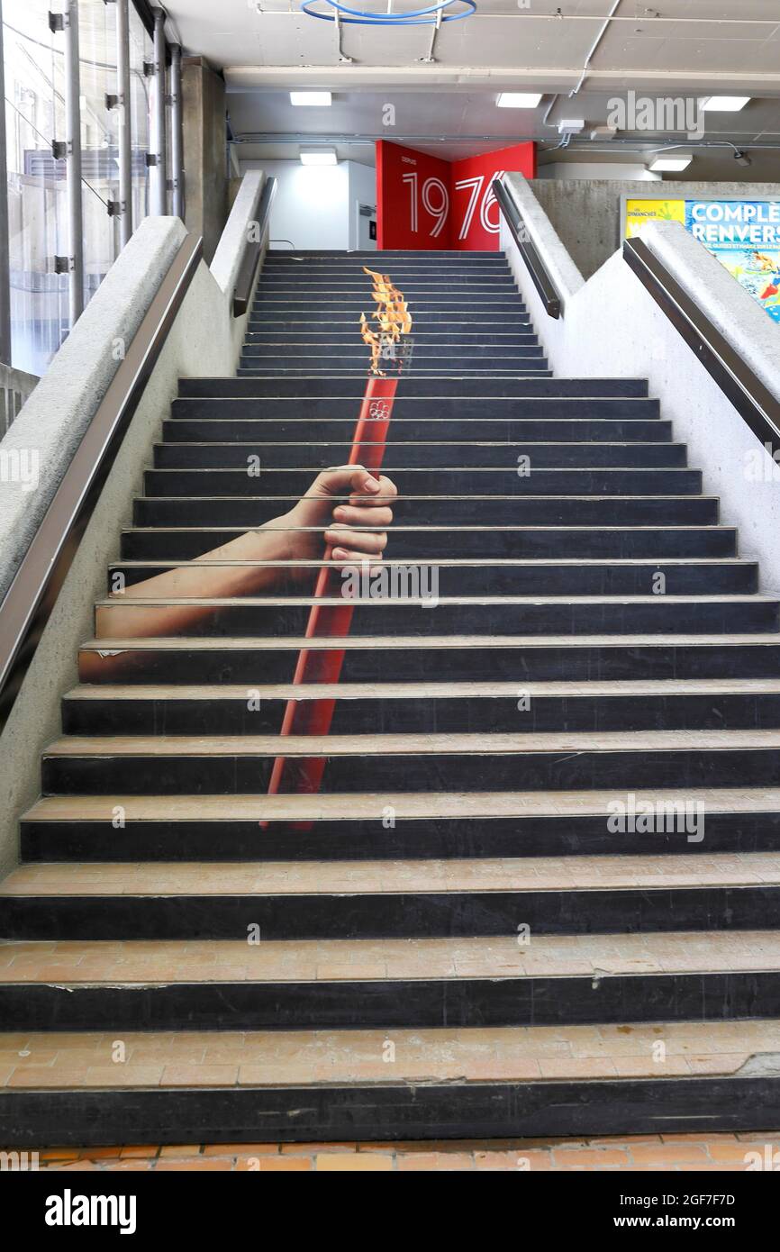 Treppe im Olympiastadion, Montreal, Provinz Quebec, Kanada Stockfoto