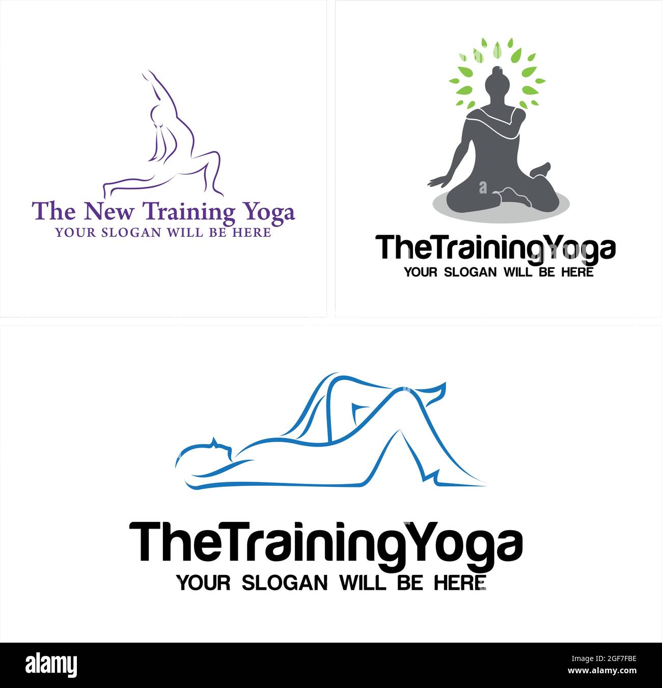 Design mit Yoga-Logo für das Fitnesstraining Stock Vektor
