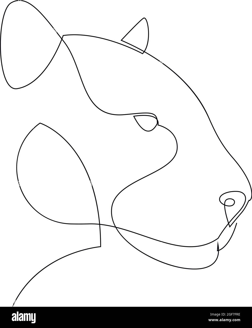 Jaguar Head durchgehende einzeilige Zeichnung. Vektordarstellung mit einer Linie Stock Vektor