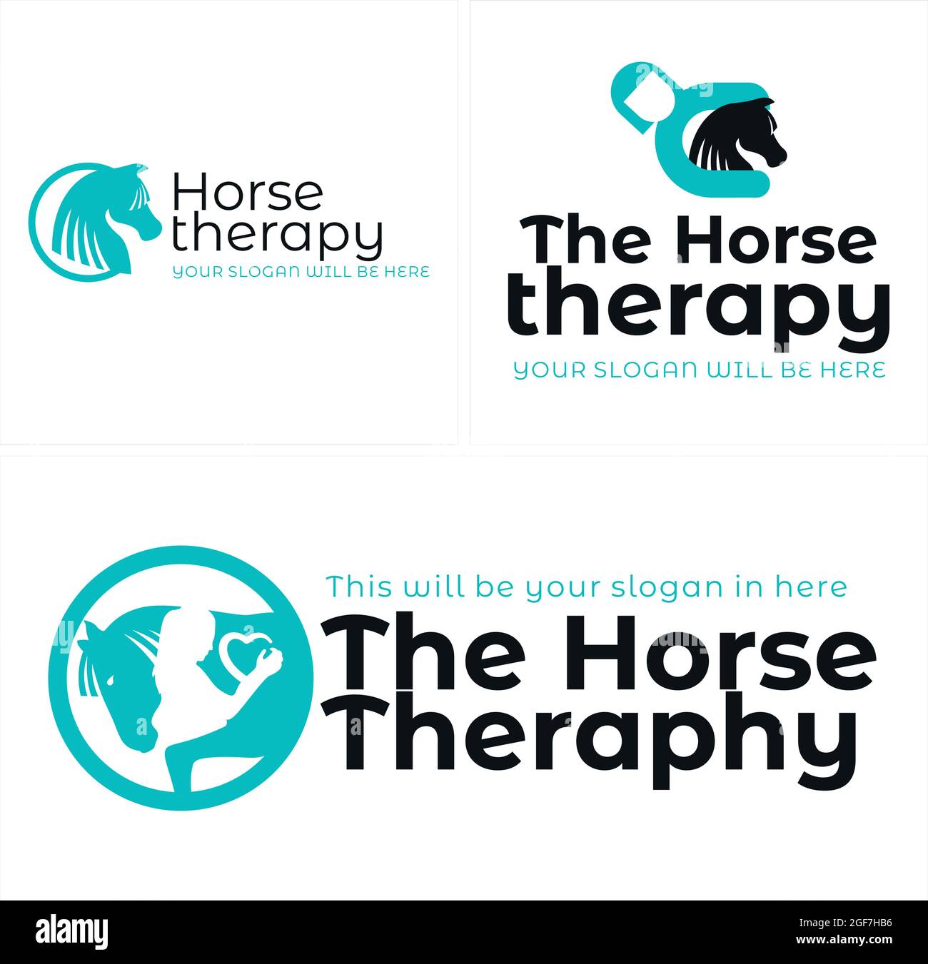 Pferdehalung Therapie Tier Logo Design Stock Vektor