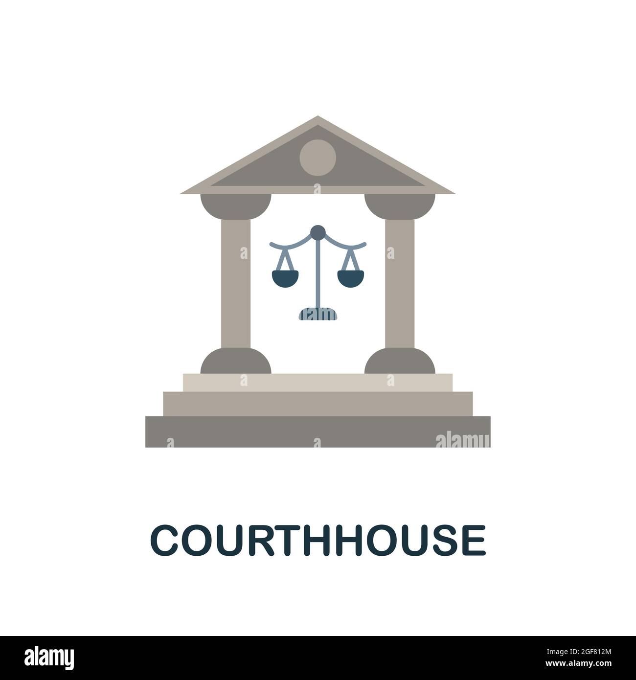 Courthhouse-Ikone. Flaches Schilderelement aus der Law Collection. Kreatives Courthhouse-Symbol für Webdesign, Vorlagen, Infografiken und mehr Stock Vektor