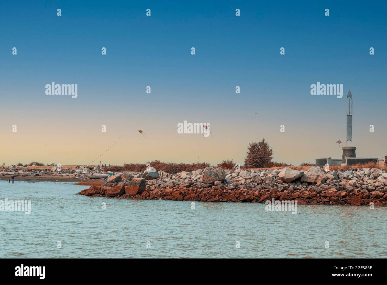 Steveston Fisherman's Memorial und Drachen Stockfoto