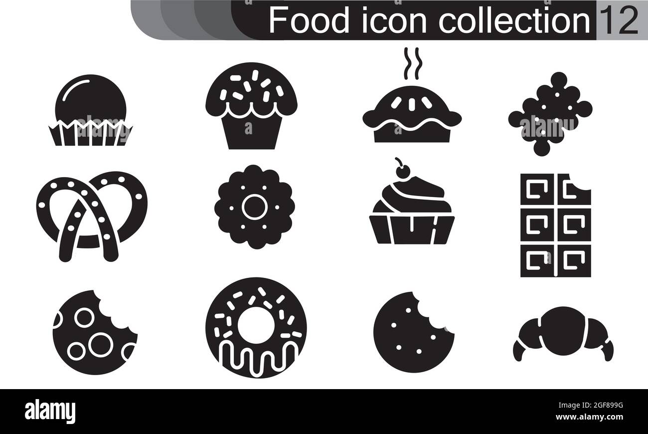 Food Icon Kollektion – Vektorgrafik im flachen Stil. Kann für Web, mobile Apps und Printmedien verwendet werden. Stock Vektor