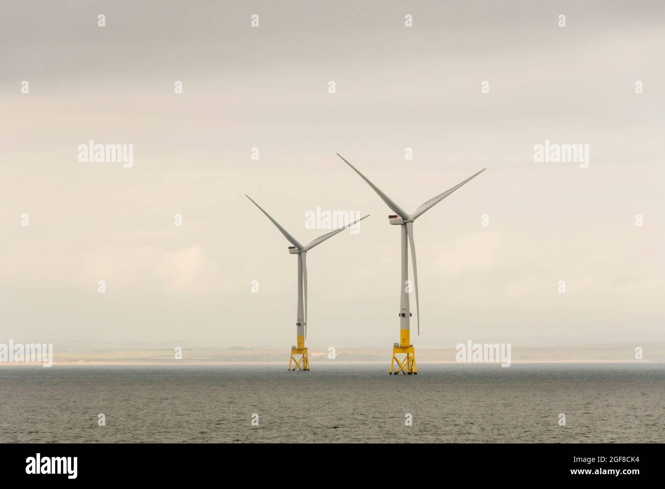 Das European Offshore Wind Deployment Center oder der Offshore-Windpark Aberdeen ist eine Test- und Demonstrationsanlage vor der schottischen Küste bei Aberdeen. Stockfoto