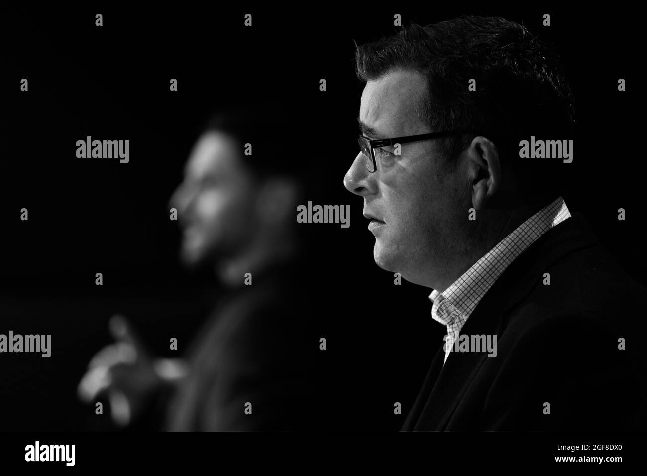 Melbourne, Australien, 24. Juli 2020. Premier Daniel Andrews informiert die Medien während der täglichen COVID-19 Pressekonferenz. Über Nacht wurden weitere 300 Coronavirus-Fälle entdeckt, und weitere 6 Todesfälle brachten Victorias aktive Fälle auf über 3600. Kredit: Dave Hewison/Speed Media/Alamy Live Nachrichten Stockfoto