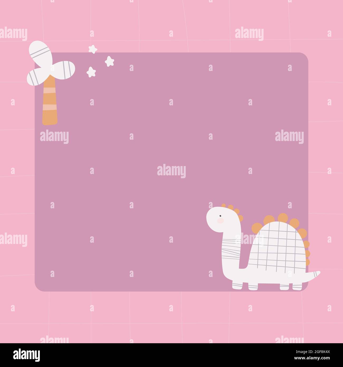 Niedlicher Dinosaurier mit einem Blot-Rahmen im einfachen handgezeichneten Cartoon-Stil. Stock Vektor