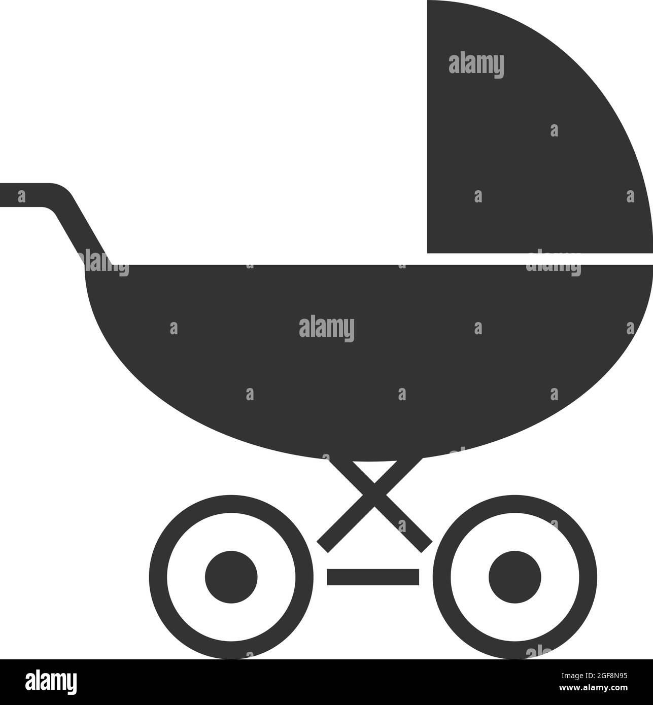 Kinderwagen oder Kinderwagen Symbol oder Symbol isoliert auf weißem Hintergrund, Vektorgrafik Stock Vektor