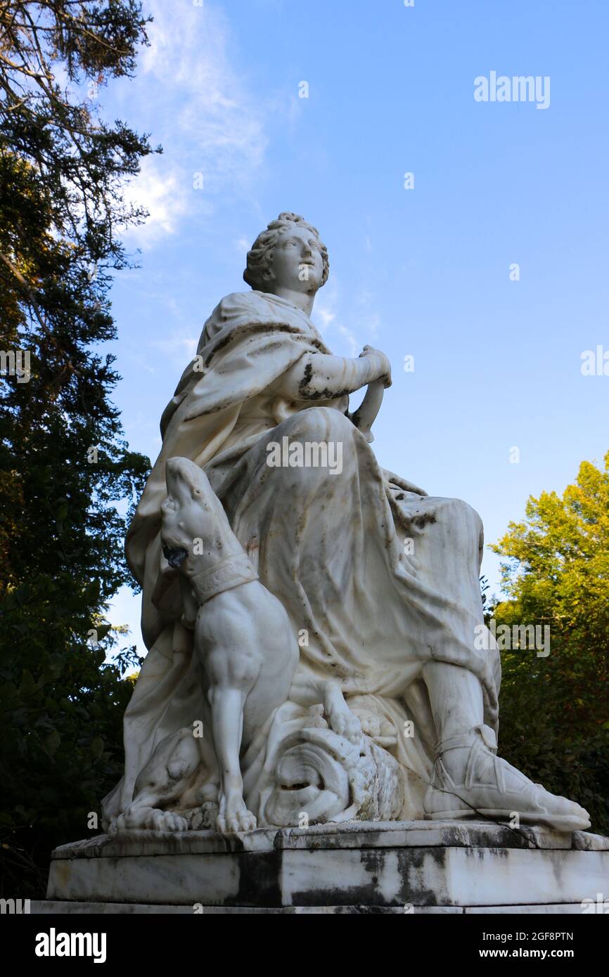 Statue in den Gärten des Königspalastes Real Sitio de San Ildefonso Segovia Kastilien und Leon Spanien Stockfoto