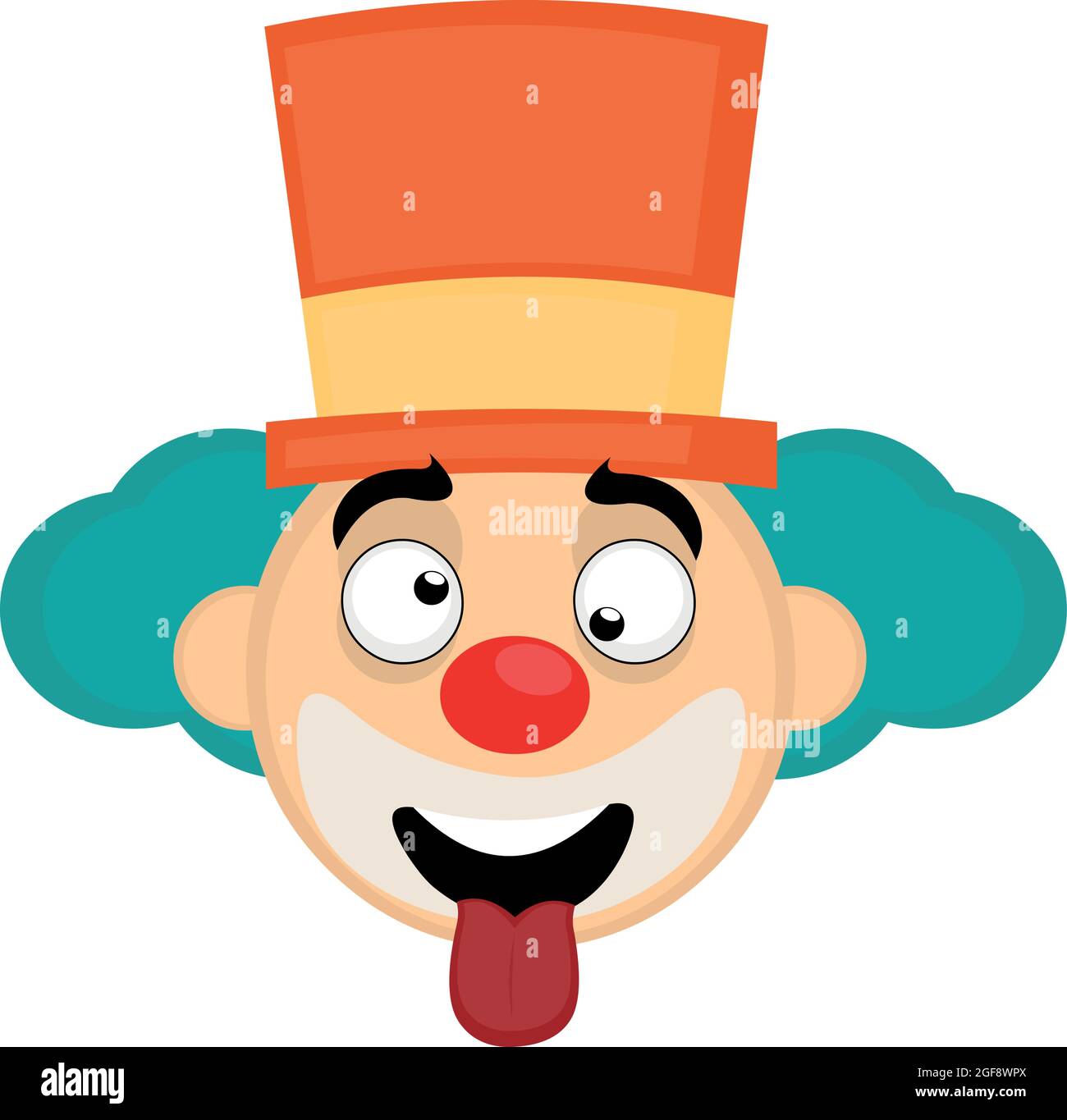 Vector Emoticon Illustration eines Cartoon Clowns Gesicht mit einem Hut mit einem verrückten Ausdruck Stock Vektor