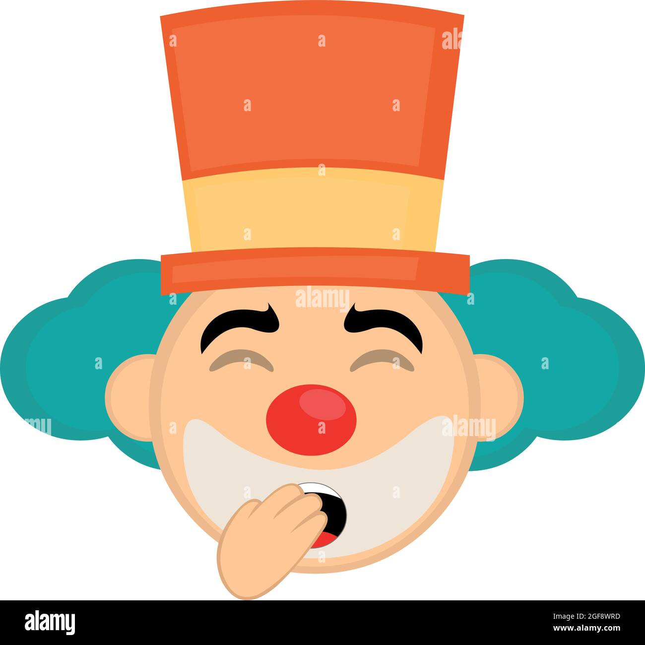 Vector Emoticon Illustration eines Cartoon Clowns Gesicht mit einem Hut gähnend Stock Vektor