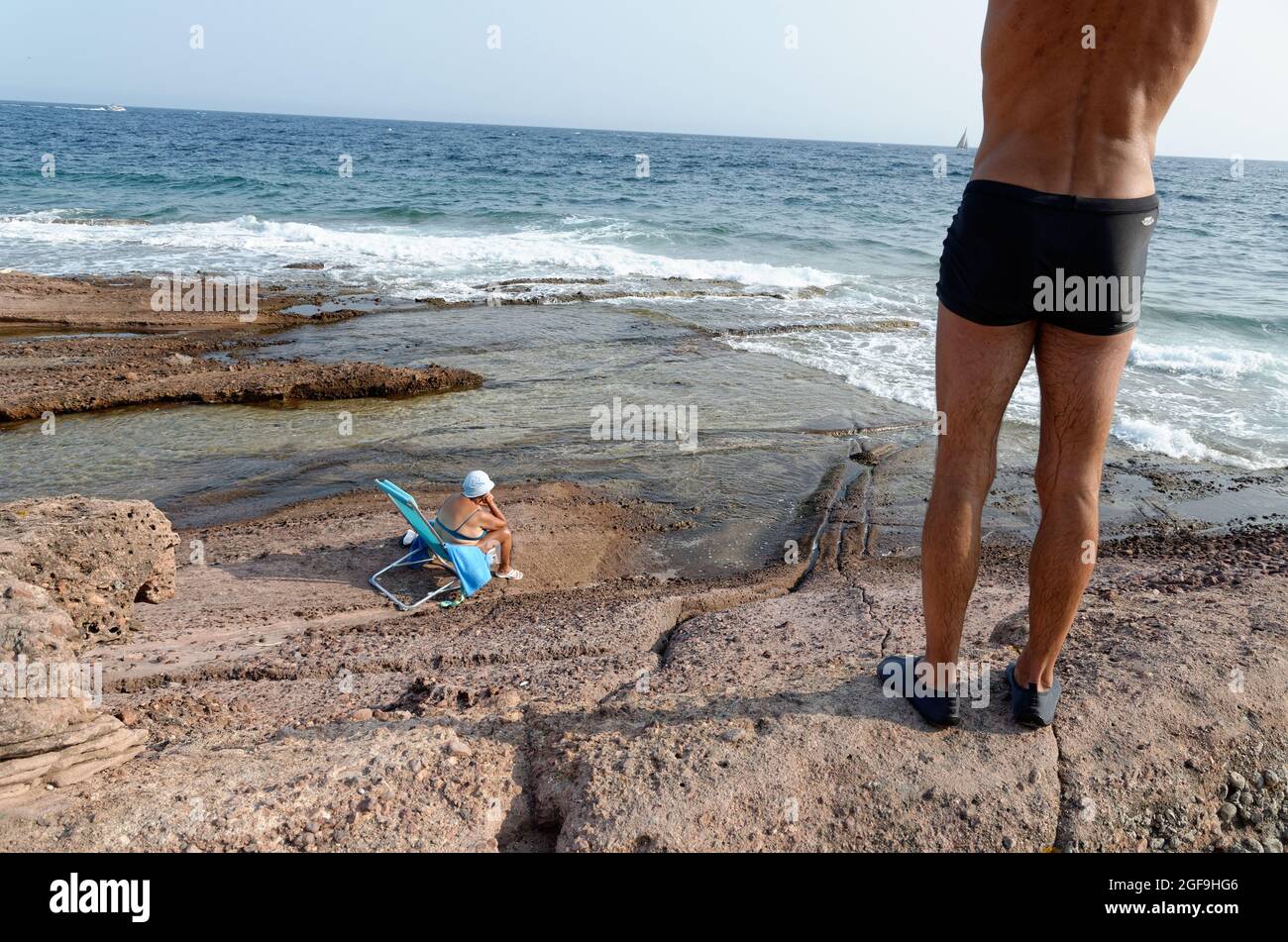 Serie von Landschaften am mittelmeer, aufgenommen im august 2021, in der Gemeinde saint Raphäel Boulouris in Frankreich. Stockfoto