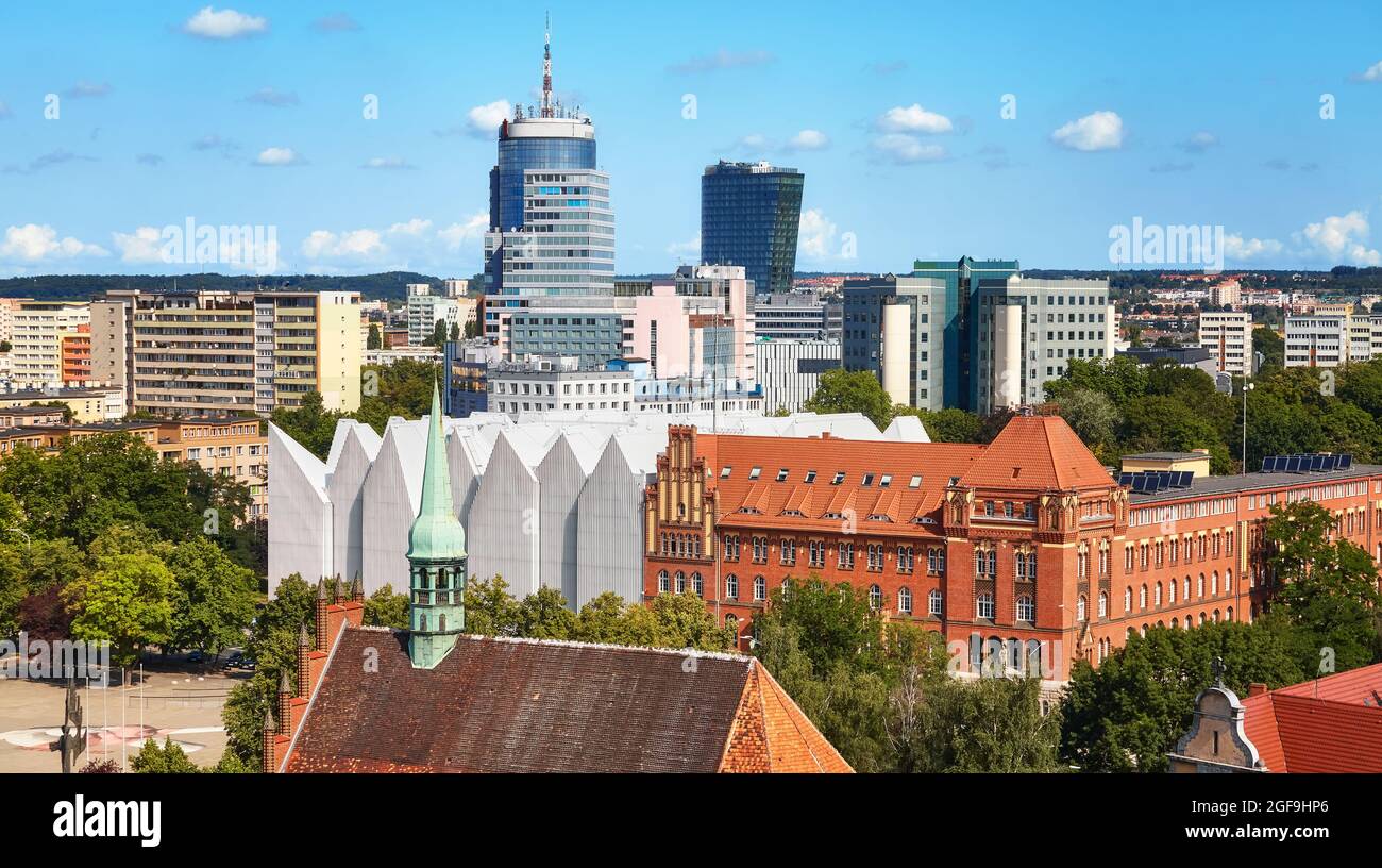 Luftaufnahme der Innenstadt von Szczecin Stadtbild, Polen. Stockfoto