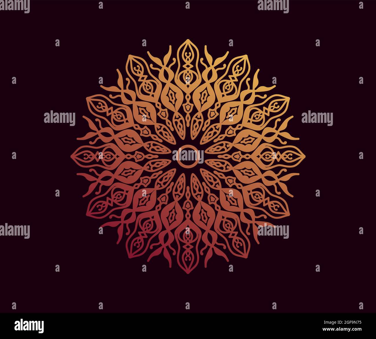 golden Gradient Mandala Illustration, Vektor Mandala mit Gold Tribal Ornament. Isoliert. Luxuriöse und elegante helle Farben, ideal für Wanddekorati Stock Vektor