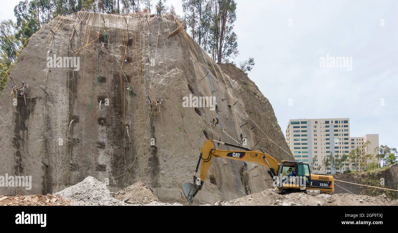 Arbeiter auf einer Baustelle in Santa Fe, Mexiko-Stadt, Mexiko Stockfoto