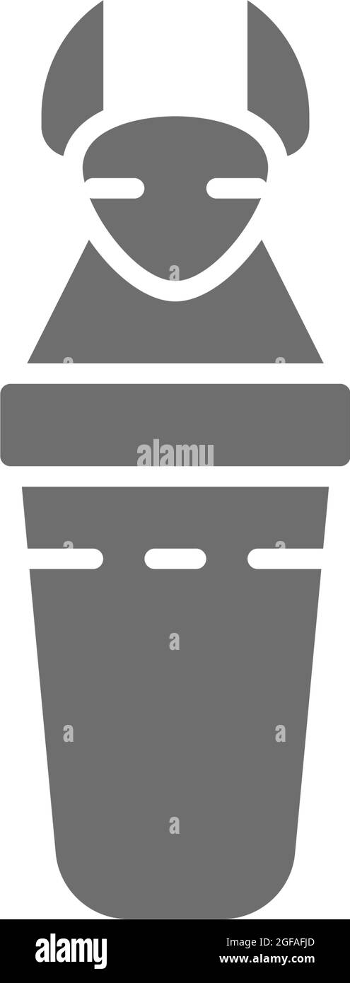 altägyptische Sarkophage, graue Ikone der kanopischen Gefäße. Stock Vektor