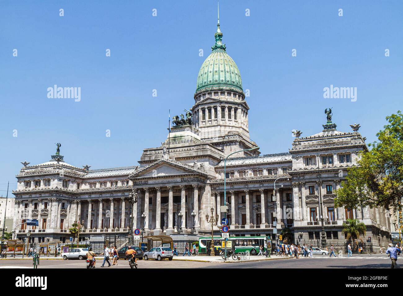 Buenos Aires Argentinien, Avenida Rivadavia, Hispanic Palacio del Congreso de la Nacion, National Congress Palace, Capitolarchitekt Vittorio Meano, Greco Rom Stockfoto