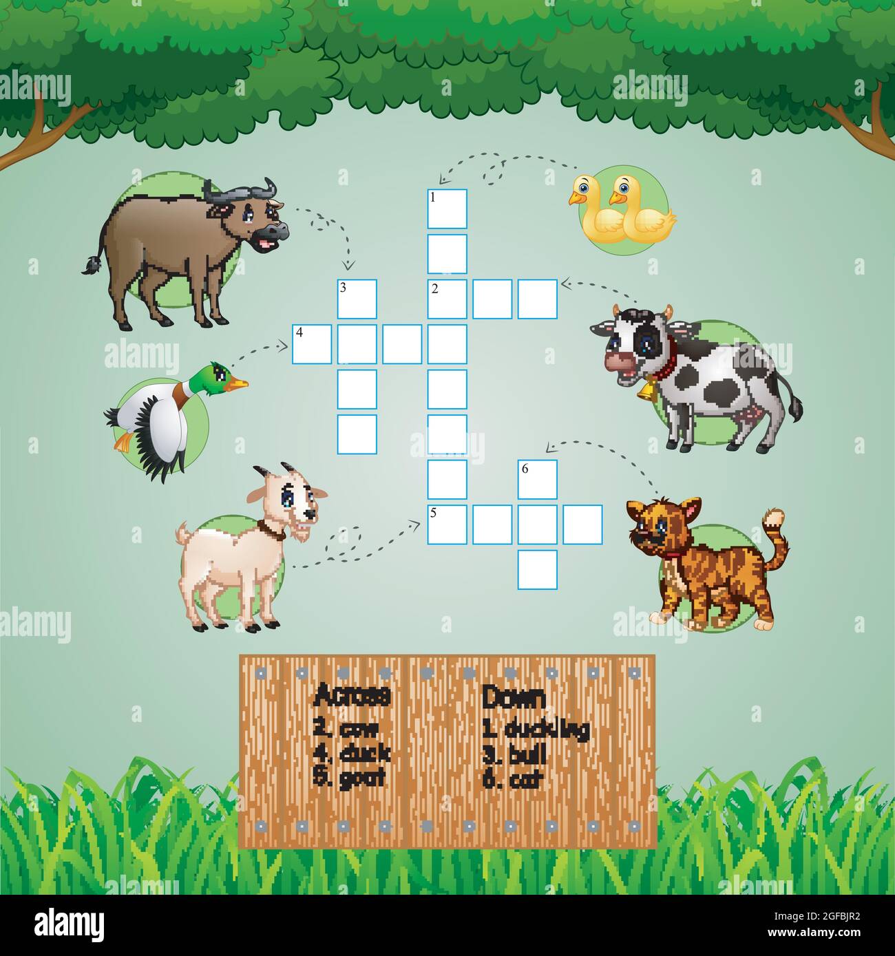 Tier Kreuzworträtsel für Kinder Spiele Stock Vektor