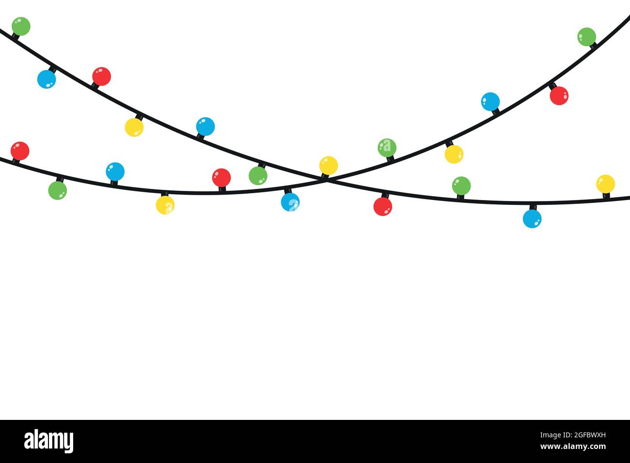 Glühlampen für Weihnachtsbeleuchtung auf weißer Karte isoliert Stock Vektor