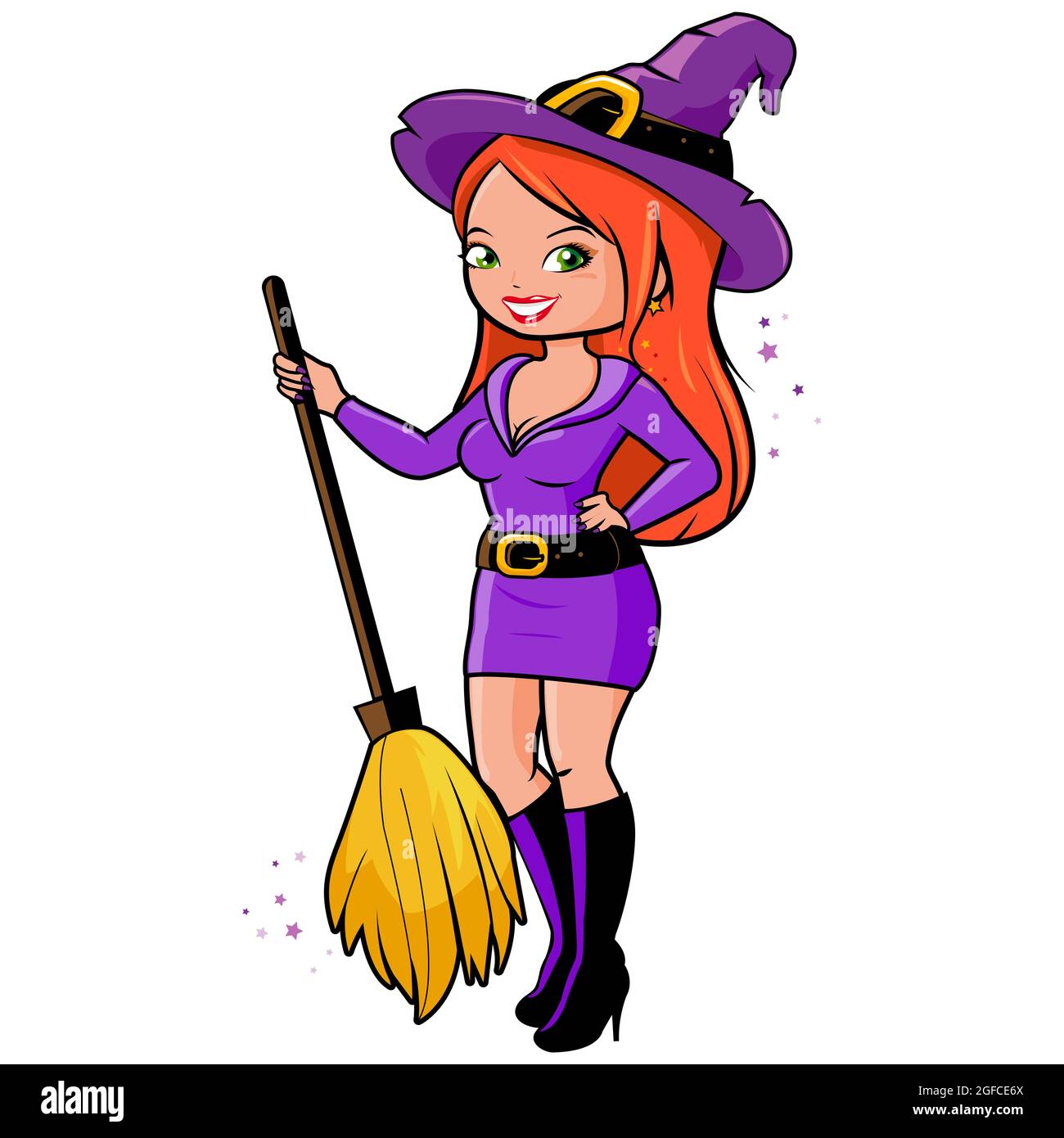 Frau im Halloween Hexenkostüm. Stockfoto