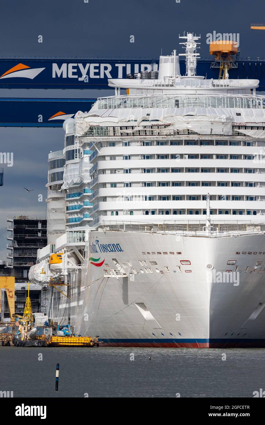 Costa Toscana wird am 21. August 2021 auf der Werft Meyer Turku gebaut. Stockfoto