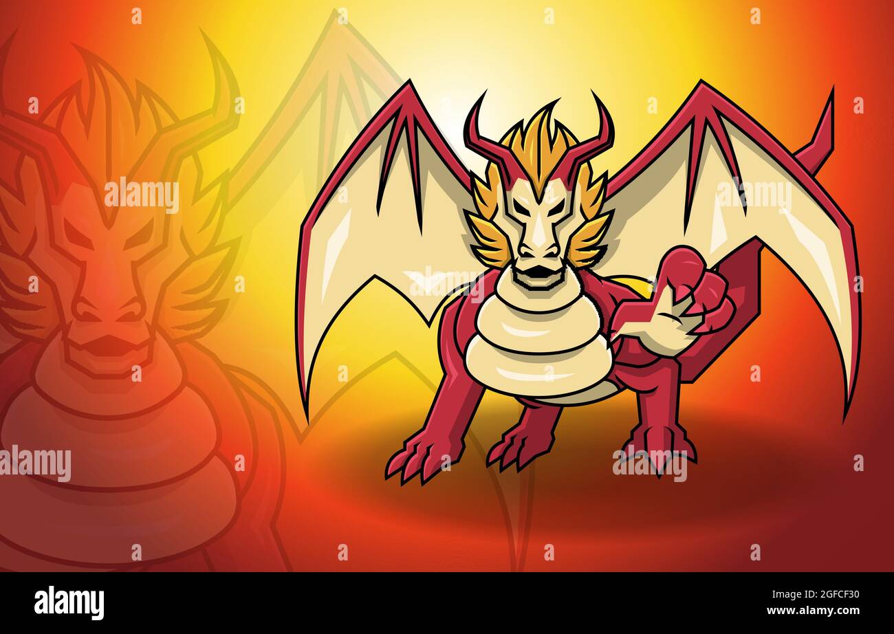 Red Dragon Wings Fantasy Mythologie Monster Legende Kreatur Stock Vektor