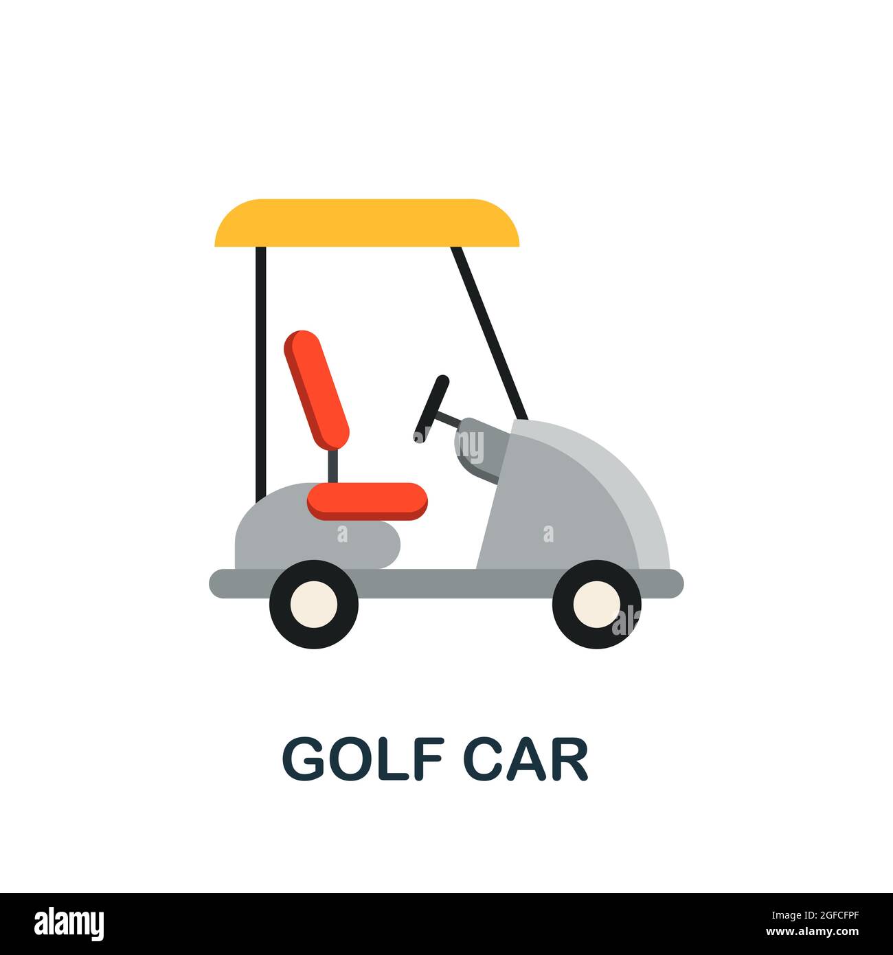 Symbol für das Golfauto. Flaches Schilderelement aus der Transportsammlung. Creative Golf Car Symbol für Web-Design, Vorlagen, Infografiken und vieles mehr Stock Vektor