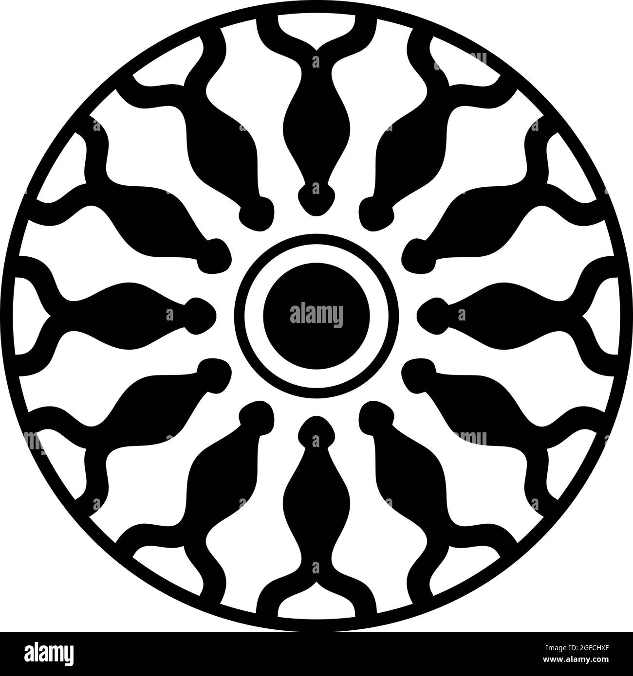 Geometrisches kreisförmiges Kugelmuster. Mandala mit transparentem Hintergrund, ideal für traditionelle dekorative Fliesenvorlagen, Textilien und Oberflächenmuster, Stock Vektor