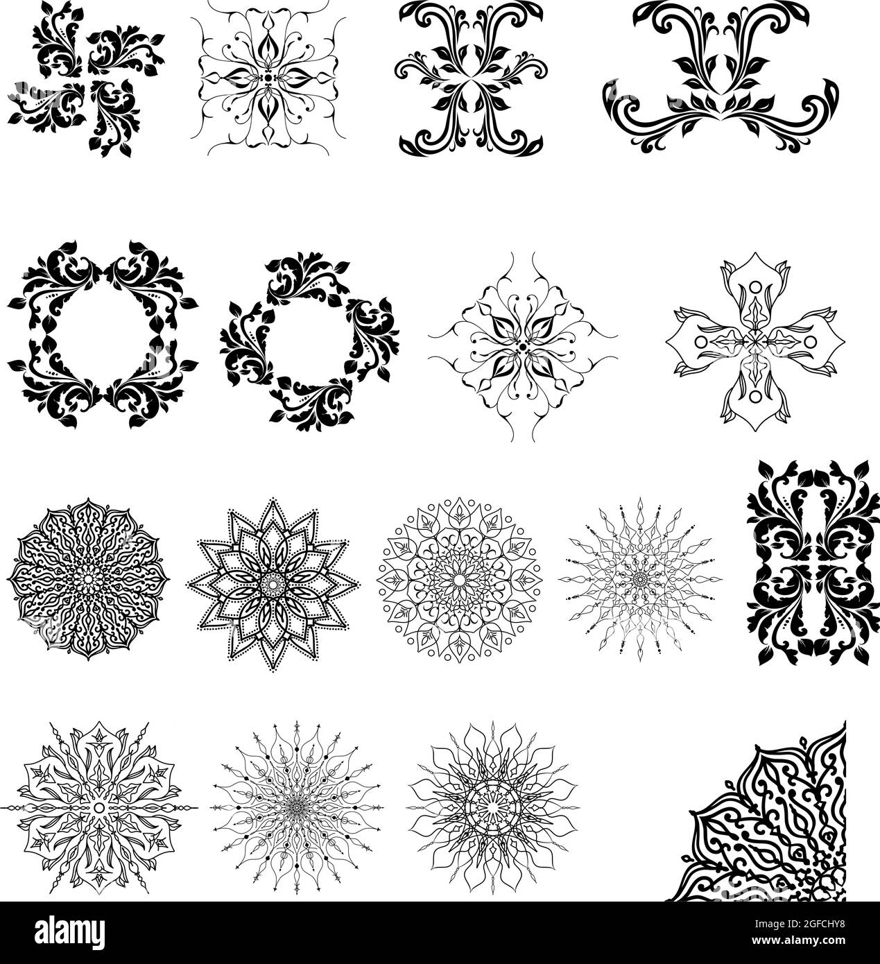 mandala Ornament Set, Vektor transparenter Hintergrund gut für verschiedene Designs, Hintergründe, Banner, Poster, Social Media, Vorlagen Stock Vektor