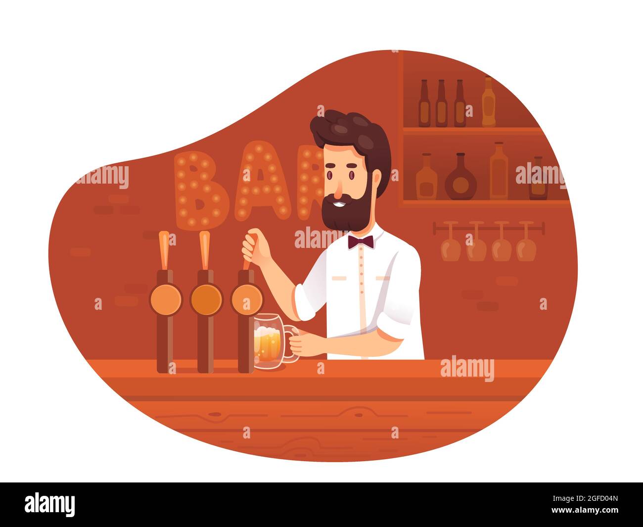 Barkeeper Besetzung flache Vektor-Illustration Stock Vektor