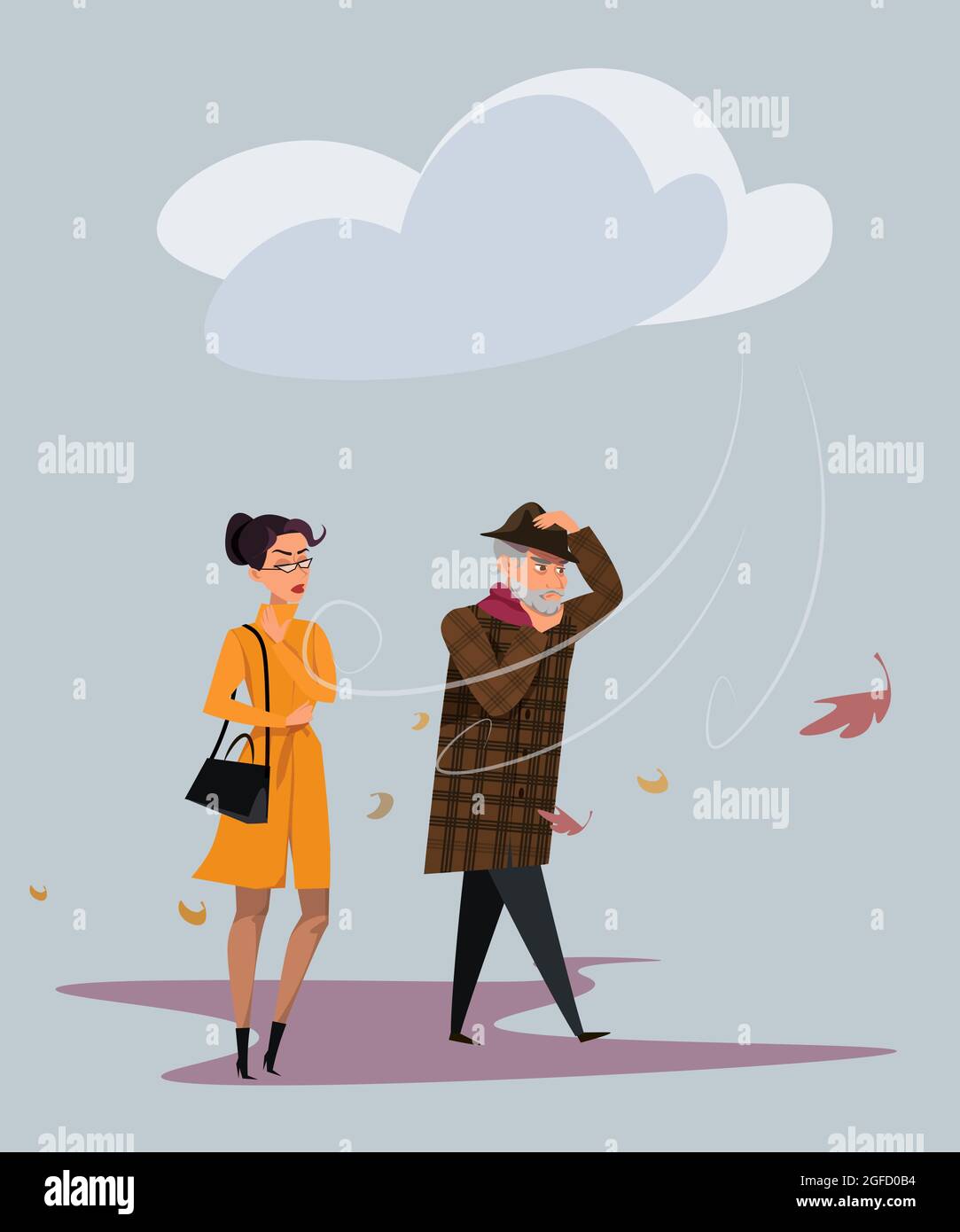 Flache Vektorgrafik für kaltes windiges Wetter Stock Vektor
