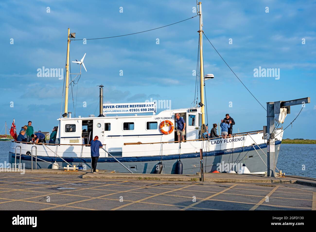 Lady Florence River Cruise Restaurant, Orford, Suffolk, Großbritannien. Stockfoto