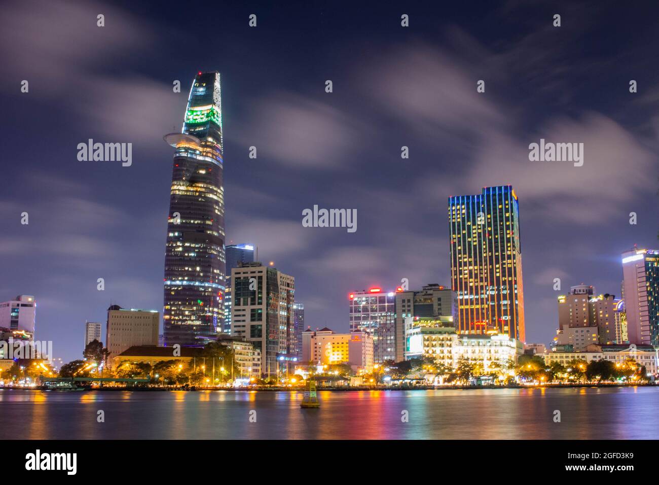 Ho-Chi-Minh-Stadt-Nachtszene Stockfoto