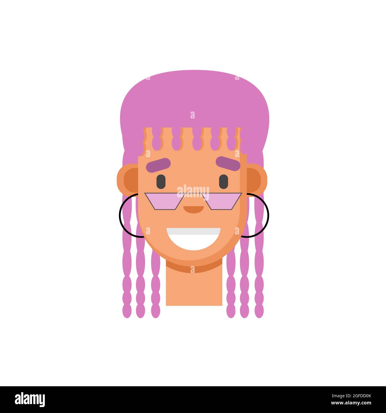 Afrikanische Frau mit rosa Haaren und Brille Stock Vektor
