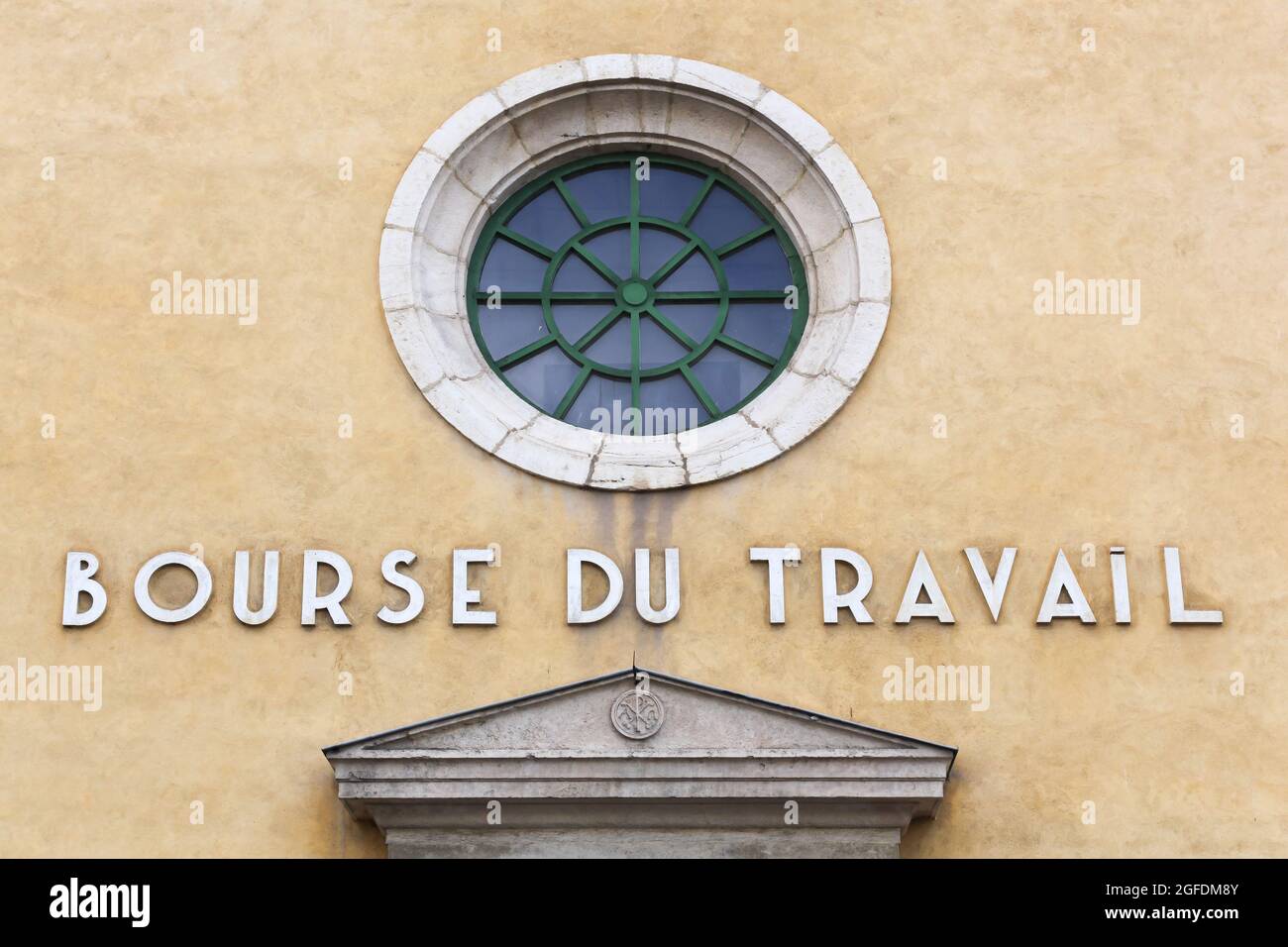 Das Gebäude für den Austausch von Arbeitskräften, Bourse du travail in französischer Sprache genannt Stockfoto