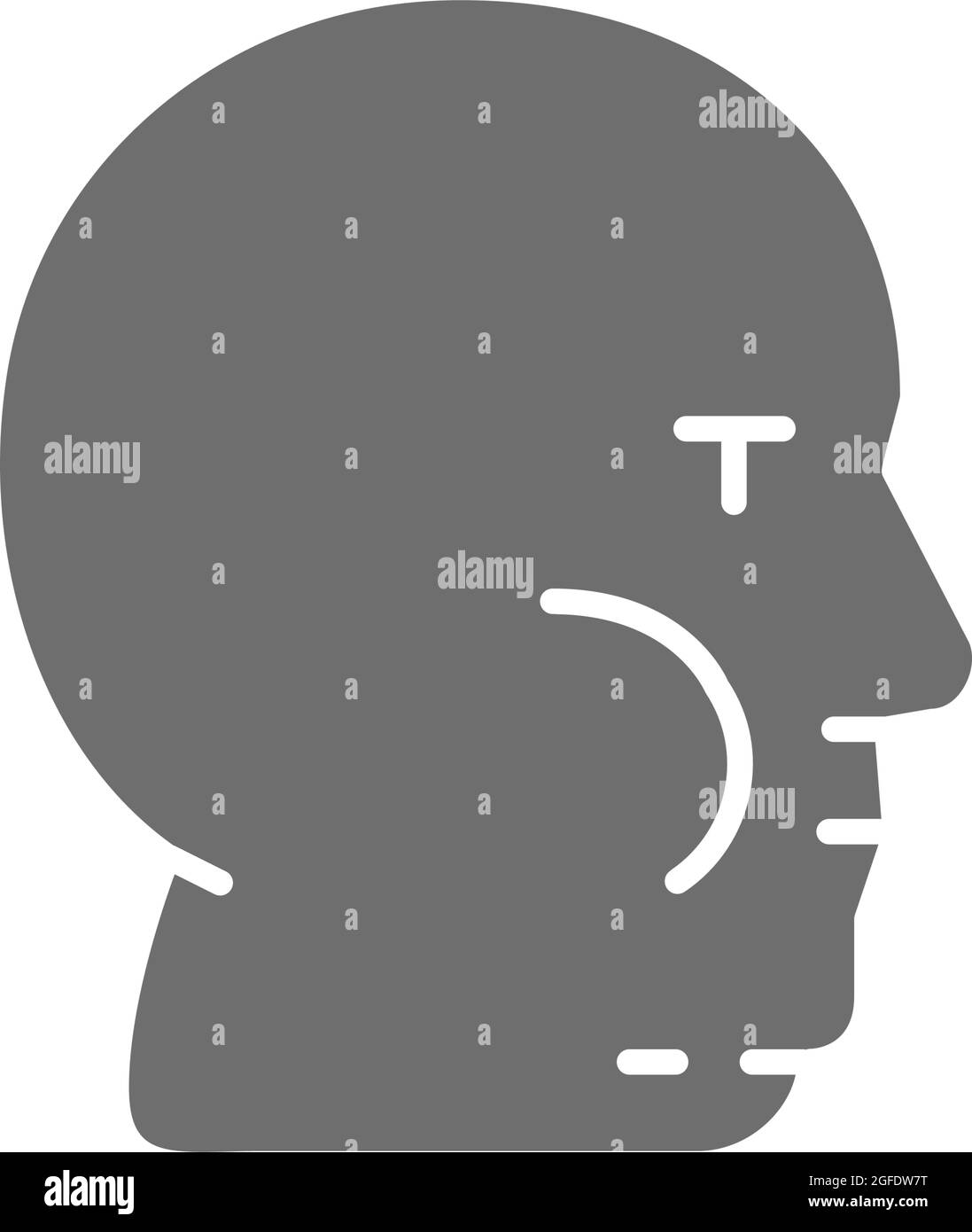 Vektorfett Gesicht, Fettleibigkeit, Adipositas graues Symbol. Stock Vektor