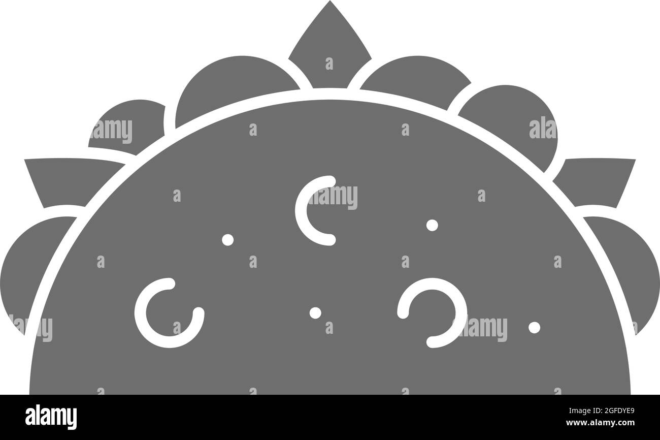 Taco, mexikanisches Gericht, traditionelles Fastfood, graues Symbol. Stock Vektor