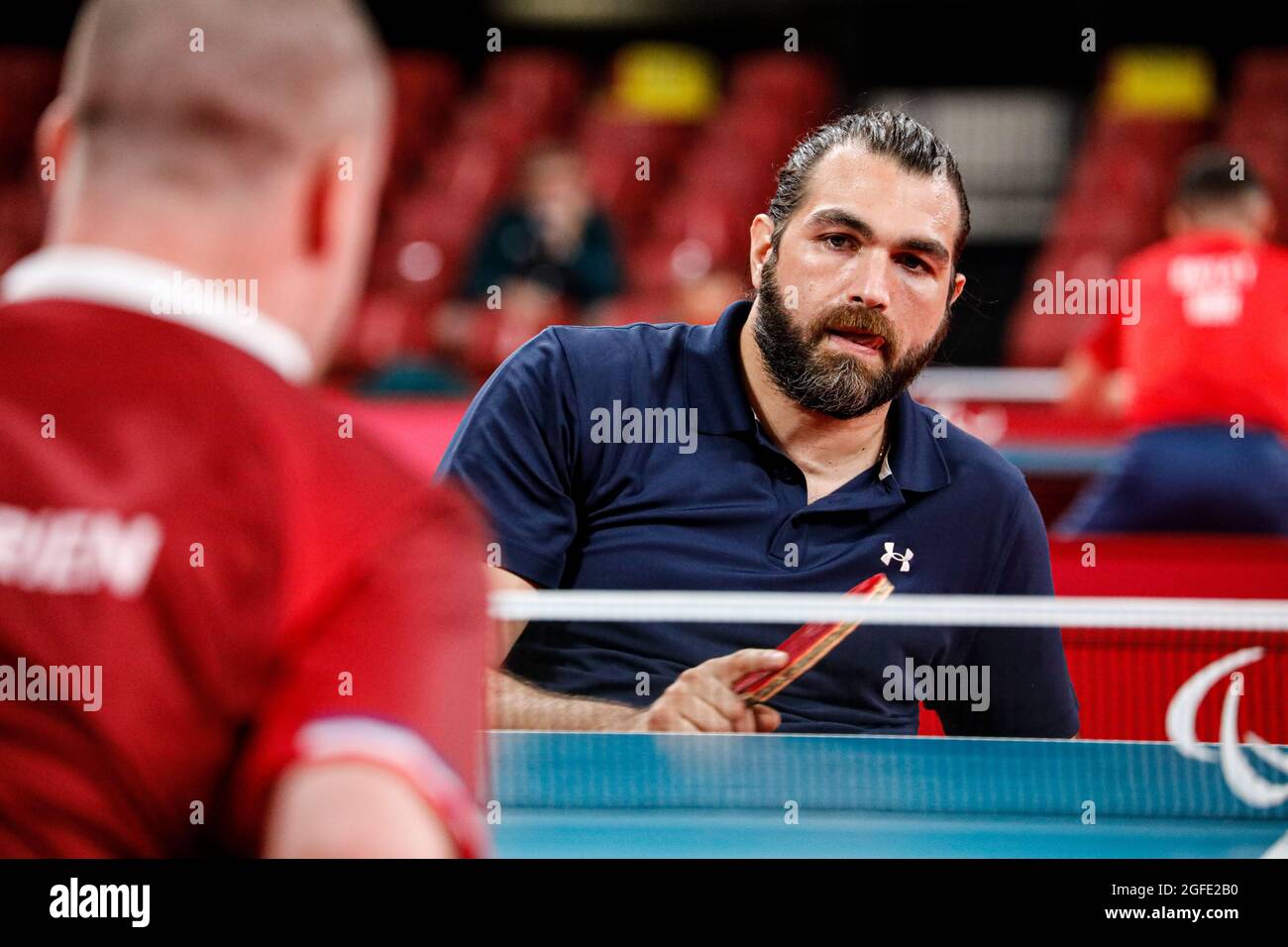 Tokio, Japan. August 2021. Tokio Paralympische Spiele 2020, 25. August: Tischtennis, Tokio, Japan. COPOLA Gabriel, Argentinien Kredit: Marco Ciccolella/Alamy Live News Stockfoto