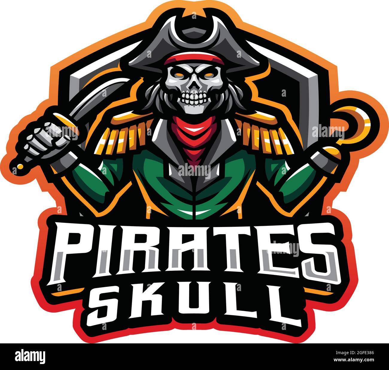 Piraten Schädel Maskottchen Gaming Logo Vektor Stock Vektor