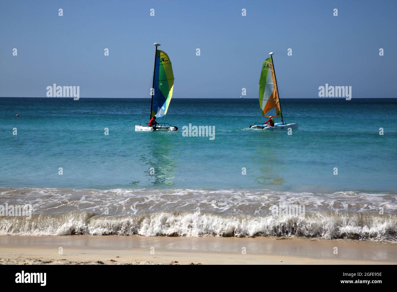 Grand Anse Beach Grenada Katamarane Stockfoto