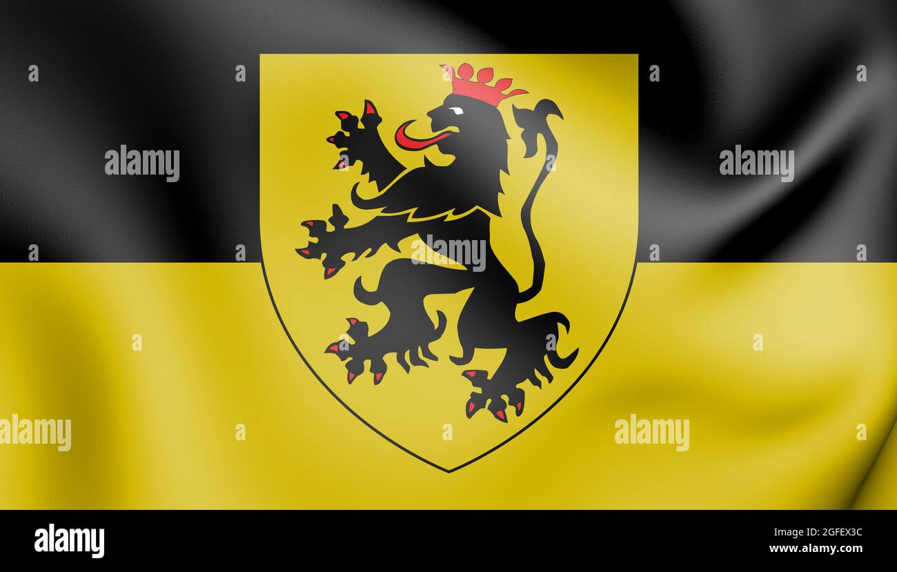 3D-Flagge von Namur, Belgien. 3D-Illustration. Stockfoto