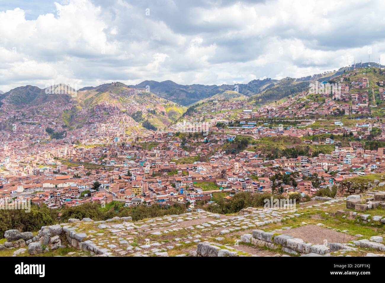 Panoramablick auf die Stadt Cuzco. Peru Stockfoto