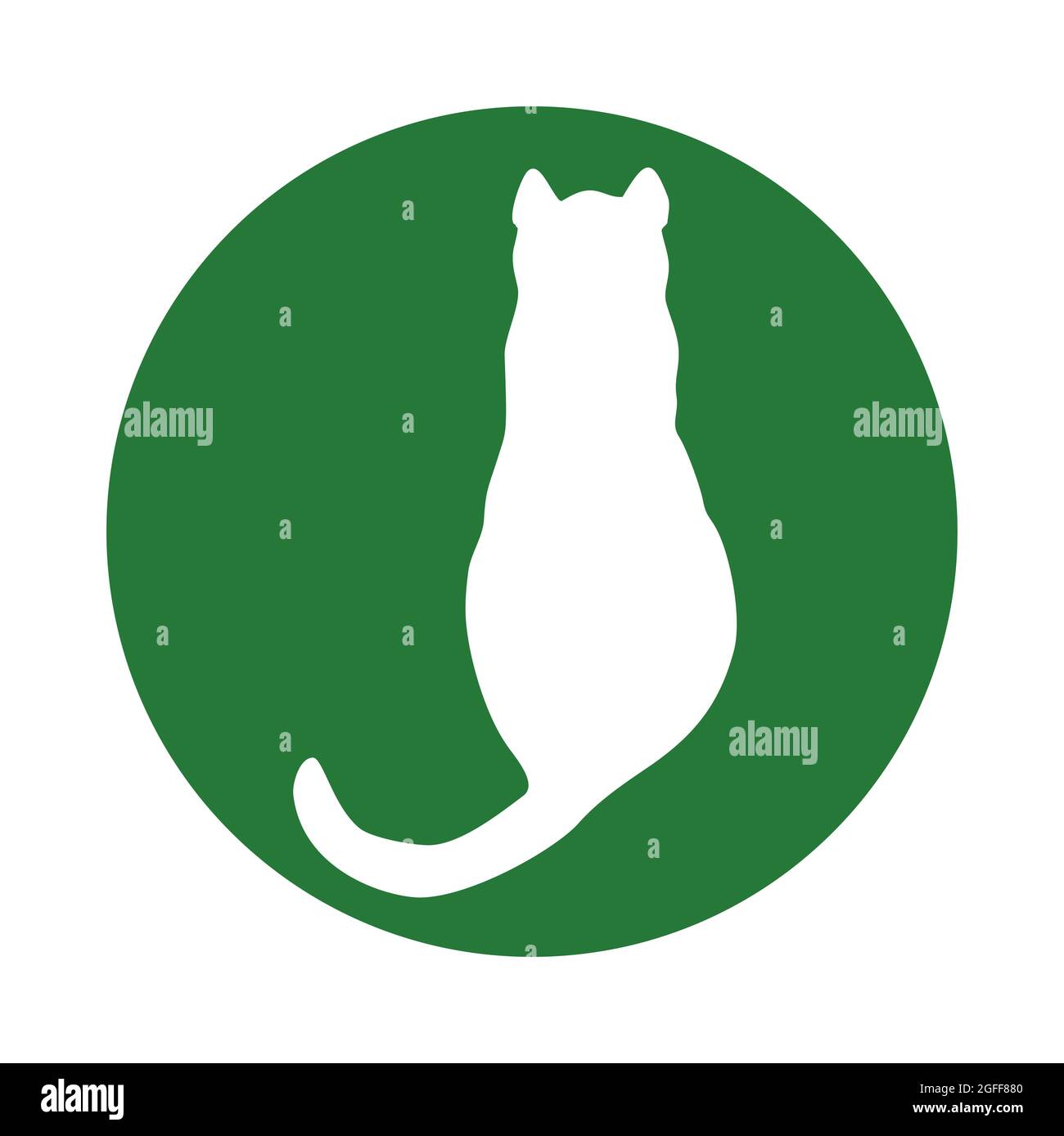 CAT-Logo. Hellweiße Silhouette isoliert vom Hintergrund. Katzentet in Linie Art. Stockfoto