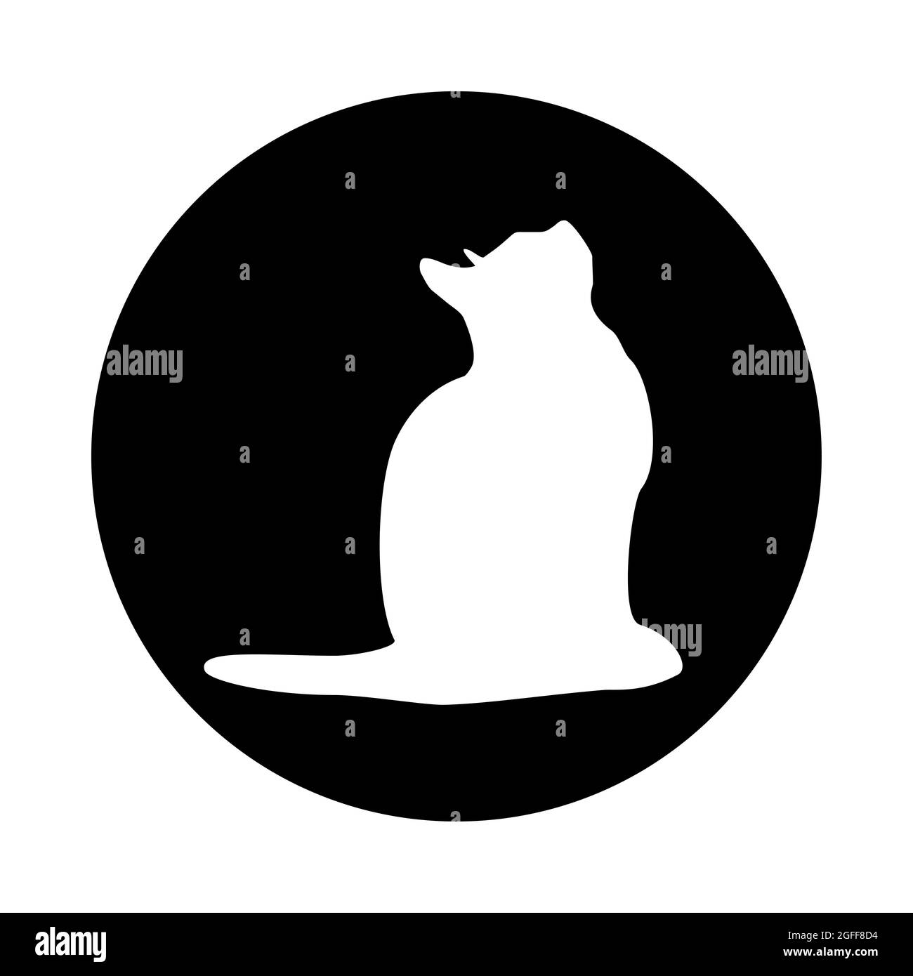 CAT-Logo. Hellweiße Silhouette isoliert vom Hintergrund. Katzentet in Linie Art. Stockfoto