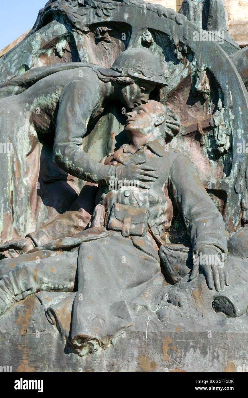 Kriegsdenkmal, Bricquebec, Manche Department, Cotentin, Normandie Region, Frankreich Stockfoto